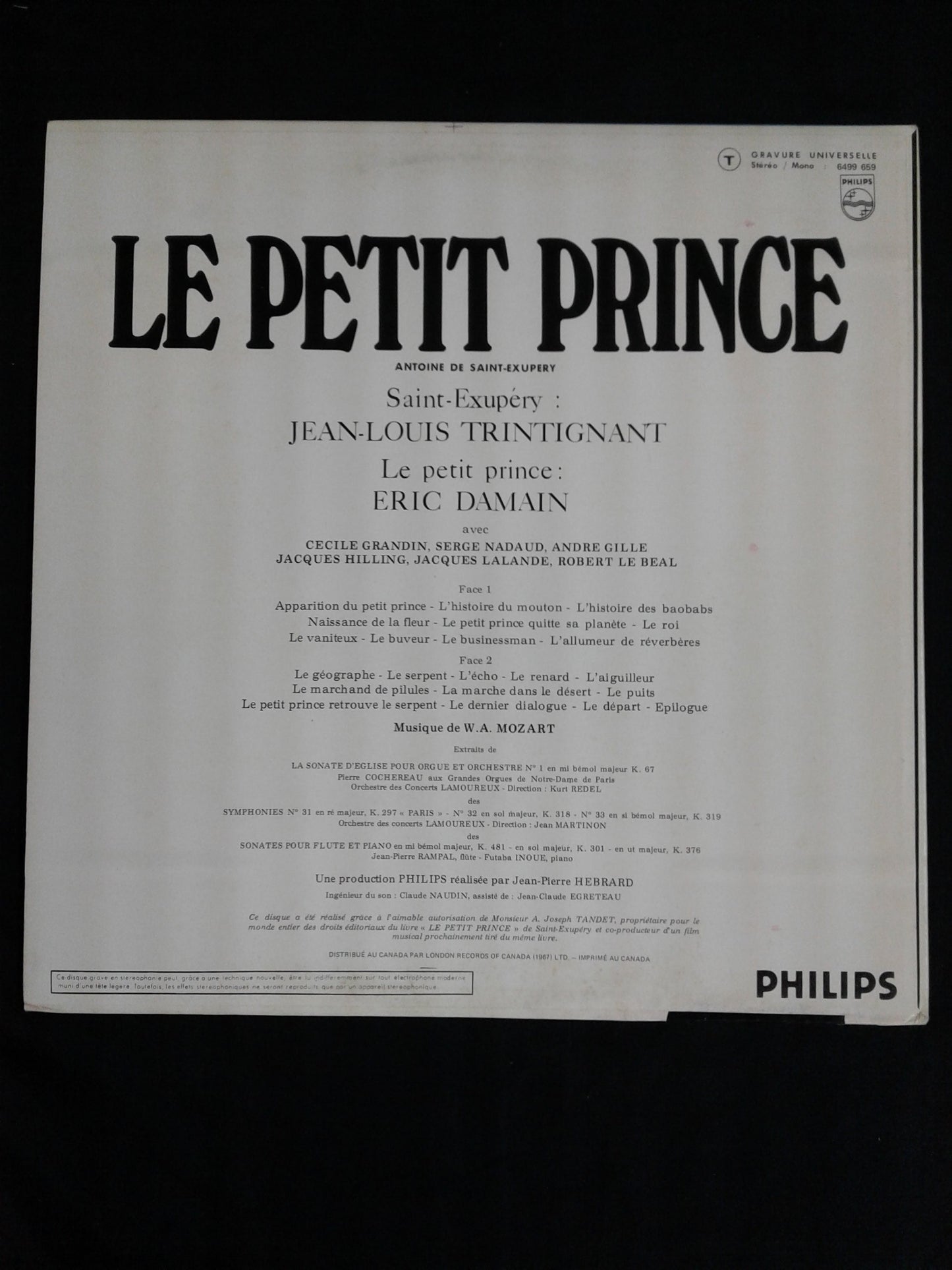 Vinyle Le petit prince Antoine de Saint-Exupéry