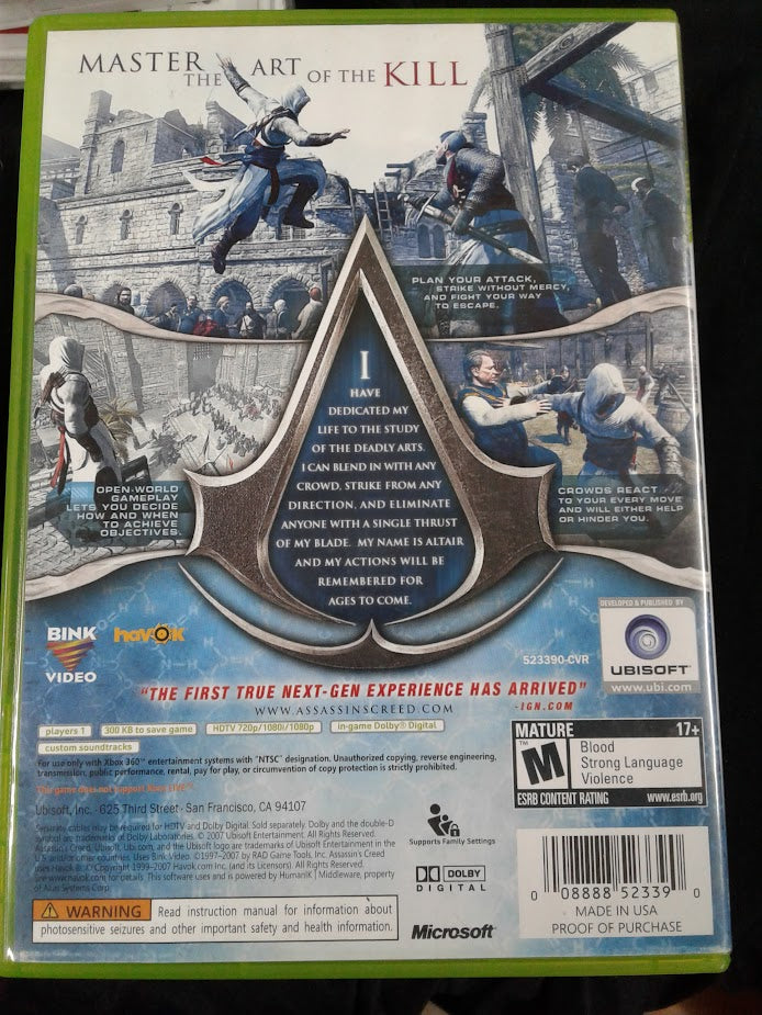 Xbox 360 Assassin's creed