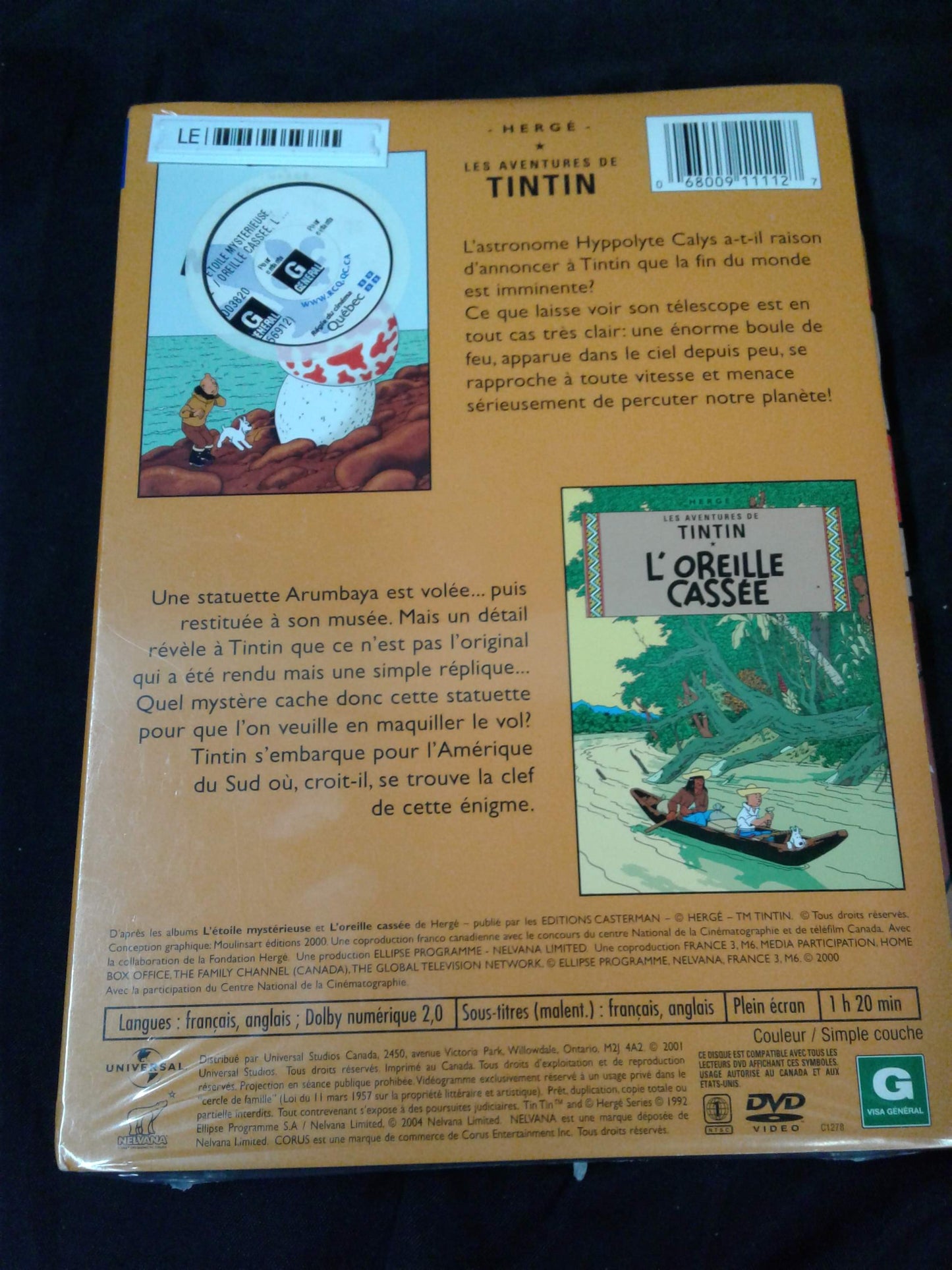 DVD Tintin L'Étoile mystérieuse et L'oreille cassée