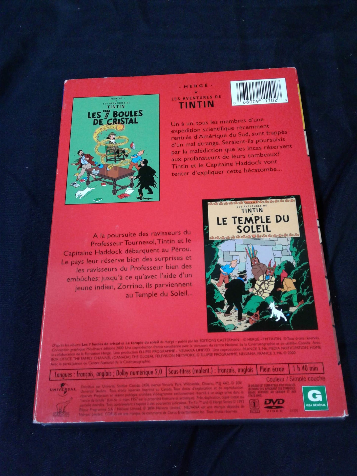 DVD Tintin Les 7 boules de cristal et Le temple du soleil