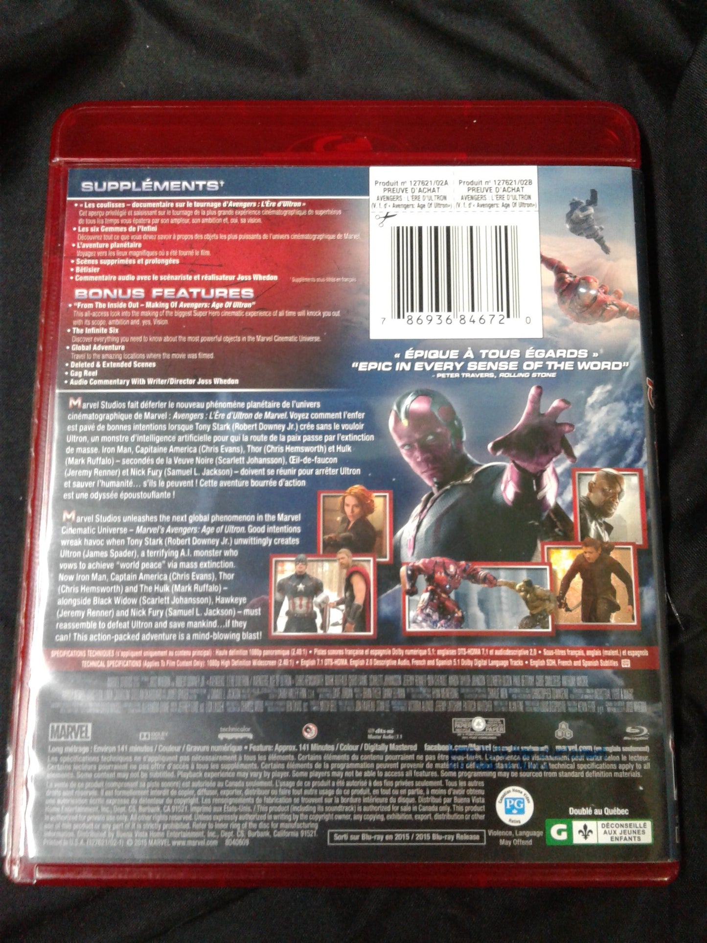 Blu Ray Avenger L'ère d'ultron