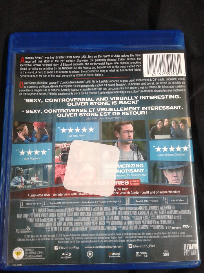Blu ray Snowden