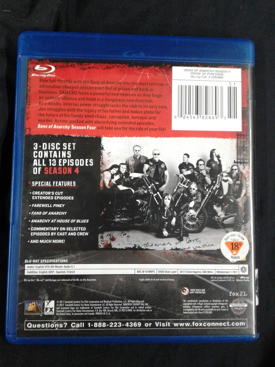 Blu ray Son of anarchy saison 4