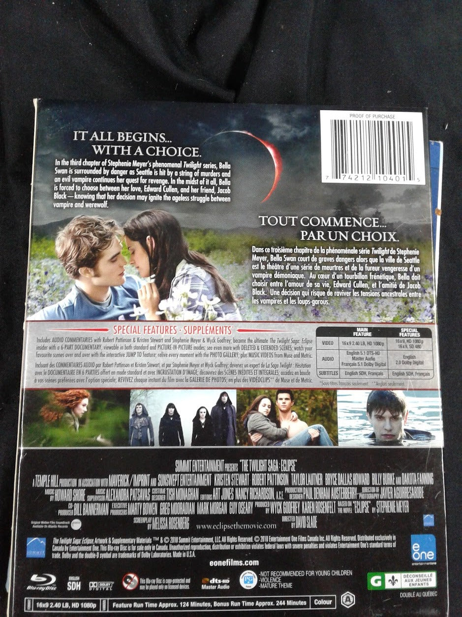 Blu ray La saga twilight : hésitation